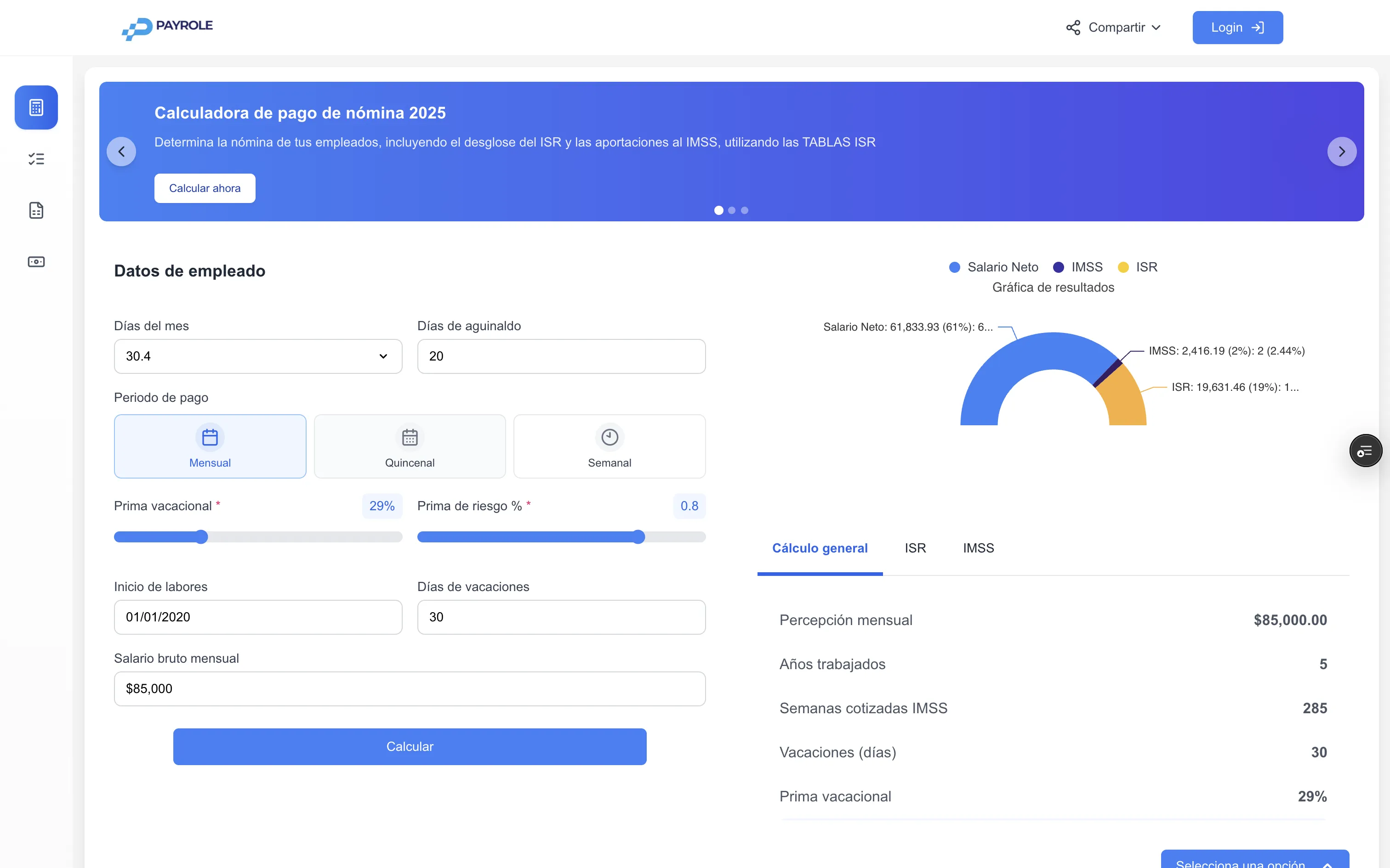 Payrole — Calculadora de salario y nóminas